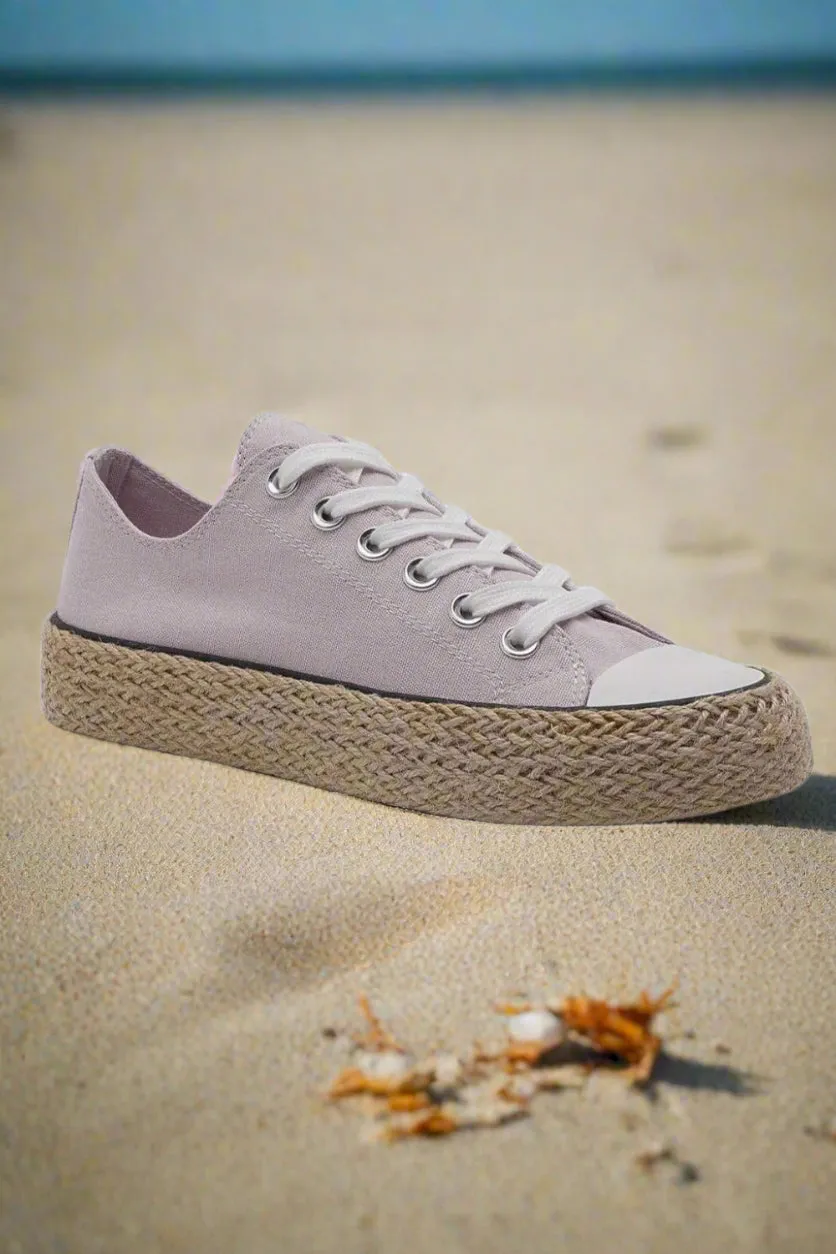 Women’s Beast Fashion Lace-Up Woven Espadrille Sneakers with Comfortable Sole