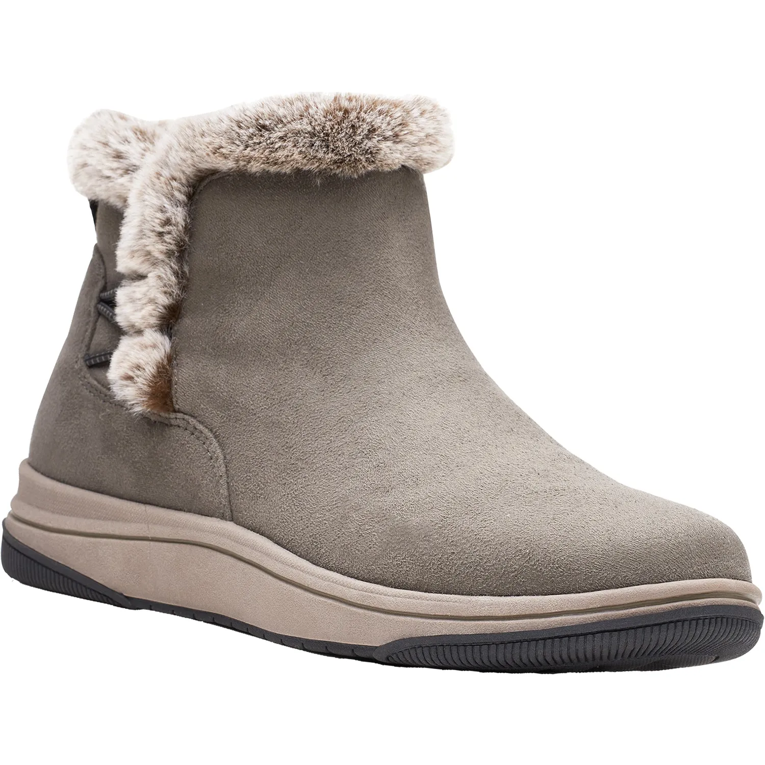 Women's Clarks Cloudsteppers Breeze Fur Dark Olive Fabric