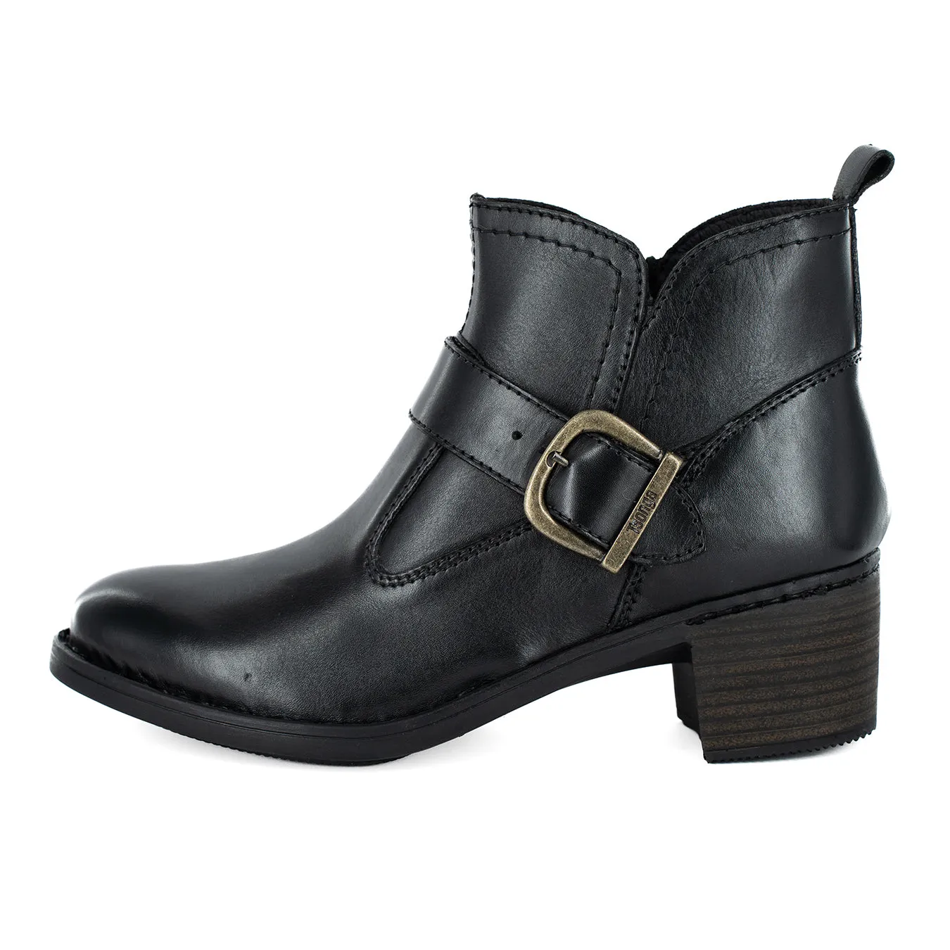 Zibalo : Ladies Leather Ankle Boot in Black Relaxa